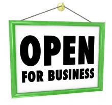 open for business sign